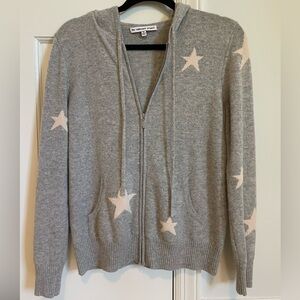 Cashmere Project Grey Zip Up with Pink Stars